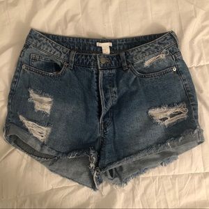 H&M High Waisted Medium Wash Denim Shorts